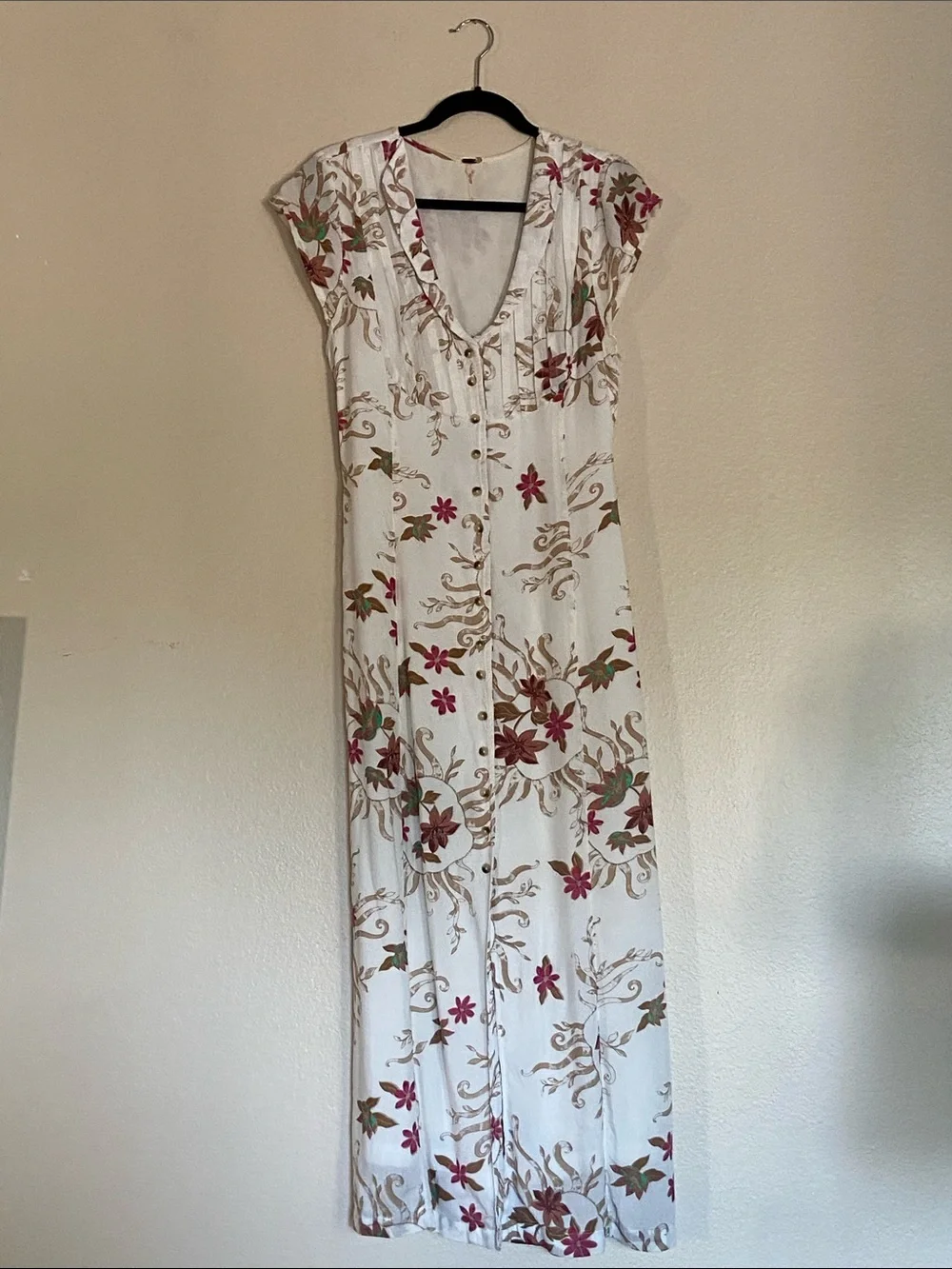 Free People Rosemary Printed Midi to Maxi Dress in Ivory, Revolve, Size Large - Picture 2 of 10